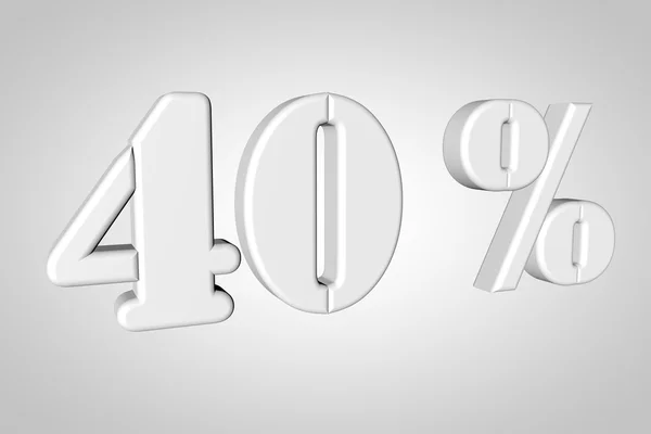 3D white text 40% — 스톡 사진