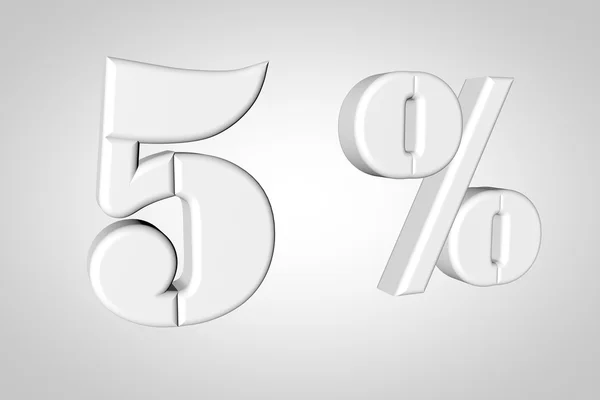 Texto branco 3D 5% — Fotografia de Stock