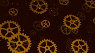 Soyut video illüstrasyon bilgisayarı dönen dişlilerle yaşamı, iş yapmayı, dünyayı değiştirmeyi simgeliyor.