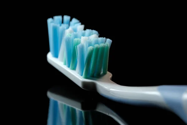 Toothbrush Black Background Close Macro Photography — Stock Photo, Image