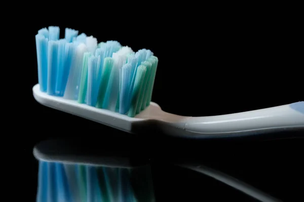 Toothbrush Black Background Close Macro Photography — Stock Photo, Image
