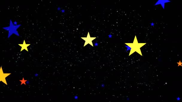 Abstraktní Animační Počítač Vykresluje Tmavý Prostorový Posun Pozadí Barevnými Hvězdami — Stock video