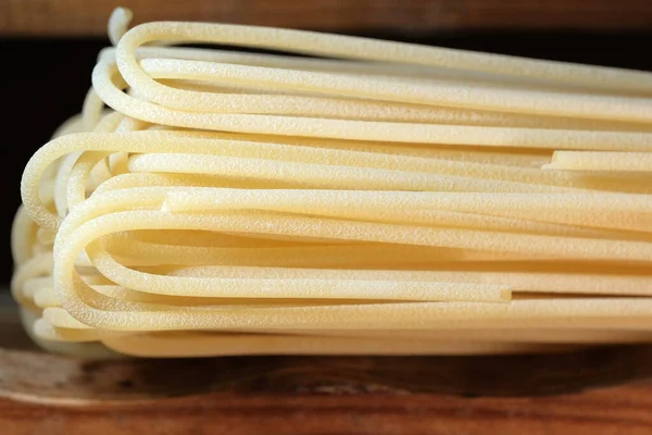 Wheat Spaghetti Long Light Yellow Raw Lie Kitchen Close Macro — Stock Photo, Image