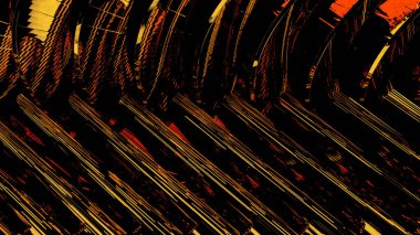 Dalgalı çizgileri ve hacimli gradyan gölgeleri olan soyut bilgisayar sanatı çizimi