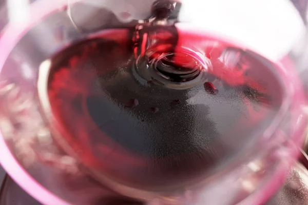 Glass Red Dry Wine Spilled Black Surface Close Macro Photography — Stock Photo, Image
