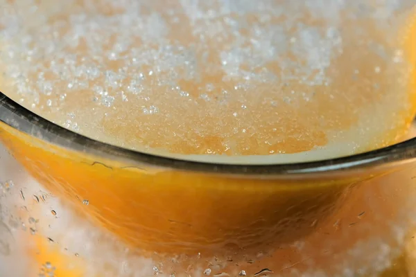 Lemon Slices Sliced Covered White Sugar Glass Lemonade Cup Close — Stock Photo, Image