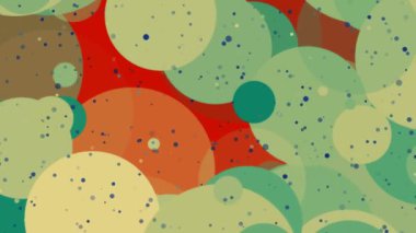 Soyut bilgisayar arkaplanı hareketli parçacıkları çok renkli daireler şeklinde sıçratır