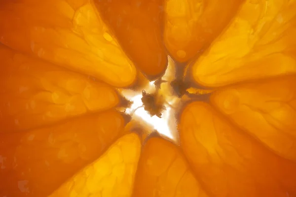 Fruta Abstrata Fundo Laranja Fatia Tangerina Madura Doce Close Macrofotografia — Fotografia de Stock