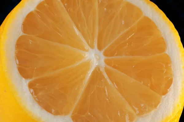 Лимонная Нарезанная Крупным Планом Цитрусовая Фоновая Макрофотография — стоковое фото