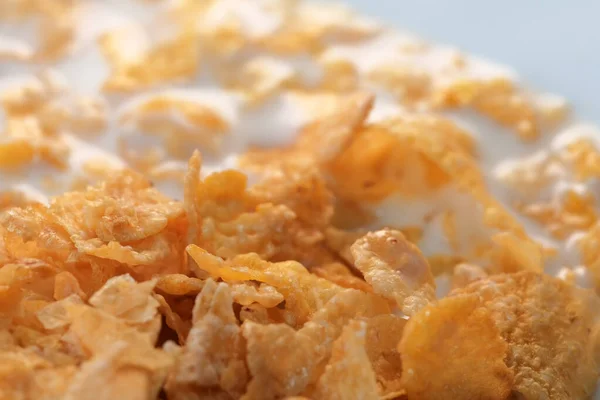 Cornflakes Sucre Glace Lait Pour Petit Déjeuner Close Macro Photographie — Photo