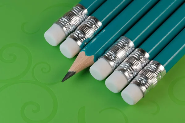 Symbolic Illustration Office Scientific Work Education Simple Pencils Green Textured — Stock Photo, Image
