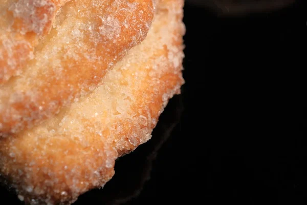 Curd vanilla cookies with sugar powder close-up macro photography