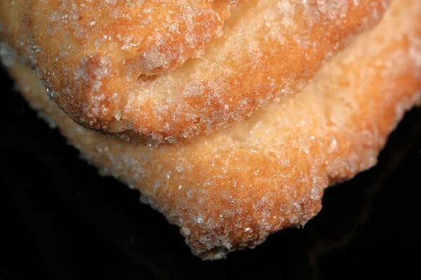 Curd vanilla cookies with sugar powder close-up macro photography