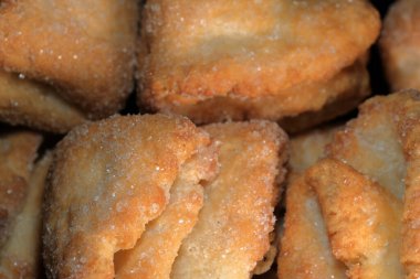 Şekerli vanilyalı kurabiyeler, yakın çekim makro fotoğraf.