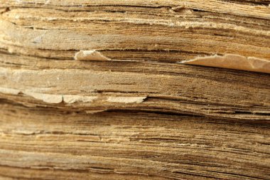 Masanın üzerinde sararmış sayfaları olan eski püskü bir sayfa makro fotoğrafçılığı yatıyor.