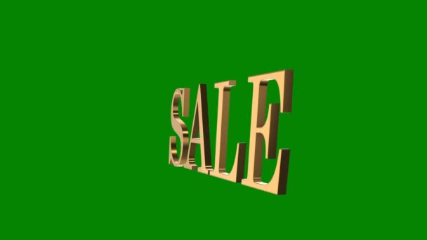 Obrotowe Reklamy Złote Litery Baner Sprzedaż Taniej Ceny Zielonym Tle — Wideo stockowe