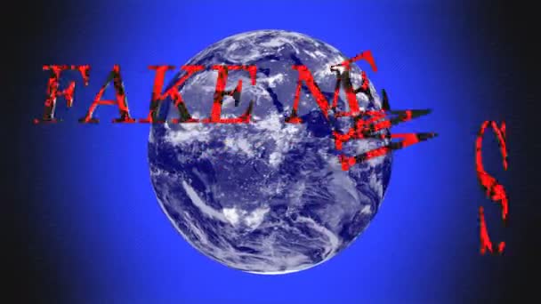 Intro Video Spořič Nápisem Fake News Objeví Pozadí Rotující Koule — Stock video
