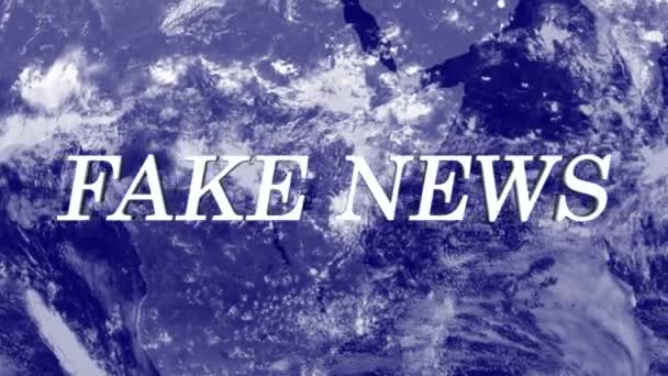 Intro Video Screensaver Inscription Fake News Appears Background Rotating Globe — Stock Video