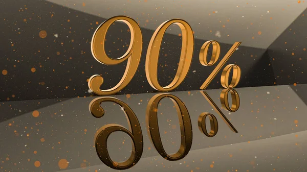 Золотое Объемное Число Процентов Зеркальной Поверхности Круглым Фоновым Компьютером Частиц — стоковое фото