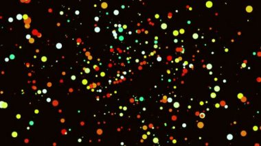 Renkli dairesel parçacıklar bilgisayar simülasyonu oluşturan soyut video hareketli arka plan girişi