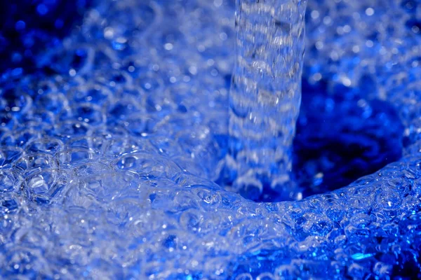 Textura Abstrata Arte Azul Fundo Água Com Bolhas Close Macrofotografia — Fotografia de Stock