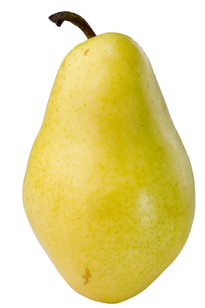 Detailní Záběr Žluté Hrušky Ovoce Makro Fotografie Bílém Pozadí Izolované — Stock fotografie