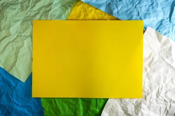 Fondo Papel Color Con Lugar Rectangular Amarillo Para Texto Centro — Foto de Stock