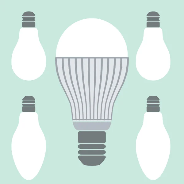 Onder leiding van verlichtings- en conventionele lampen — Stockvector