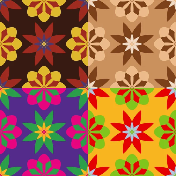 Набор бесшовных узоров из цветов — стоковый вектор