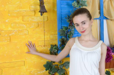 rustik bir genç kadının portresi