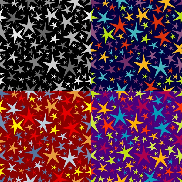 Reihe nahtloser Muster von Sternen — Stockvektor