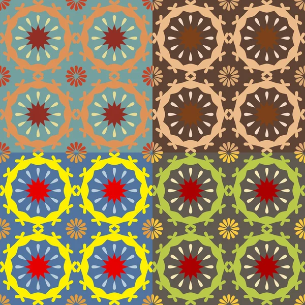 Conjunto de color de patrones geométricos sin costura — Vector de stock