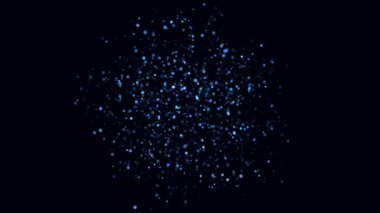 Watch as bright blue particles swirl and twinkle in the darkness.