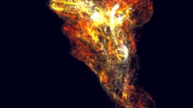 Canlı renkler kıvrılır ve tutuşur, büyüleyici alev benzeri şekiller yaratır..