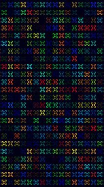 Canlı renklerin kareleri bu sanatsal ekranda güzel bir şekilde harmanlanır..