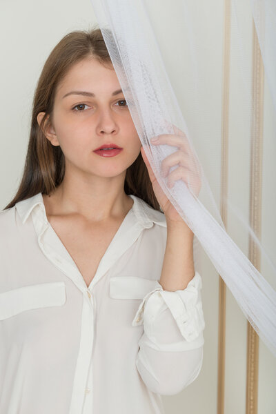 Portrait of a cute girl with long straight hair