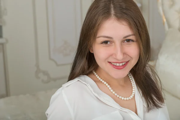 Portrait of a cute girl with long straight hair Stock Image