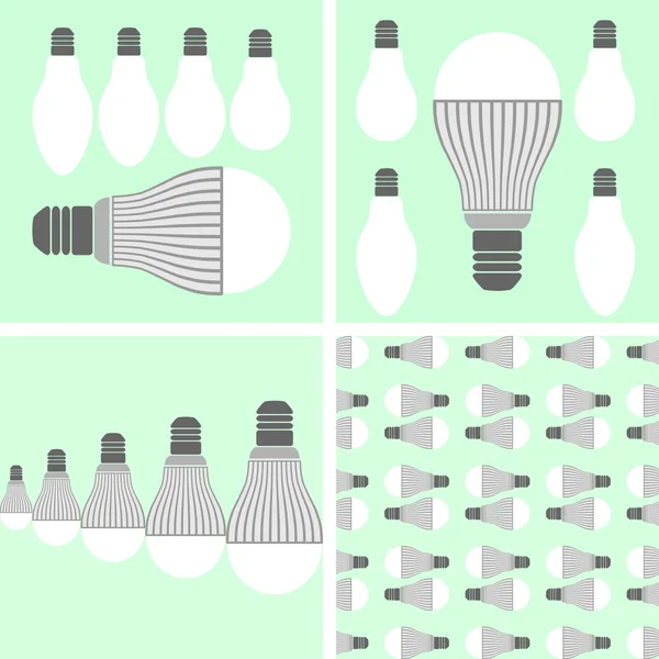 Led lighting and conventional lamps — Stock Vector