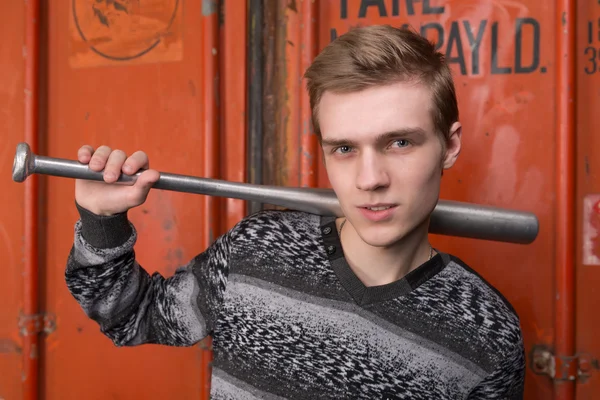 Young man with the bat — Stock Photo, Image