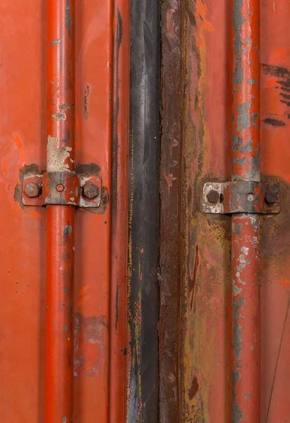 Achtergrond rood metalen container — Stockfoto