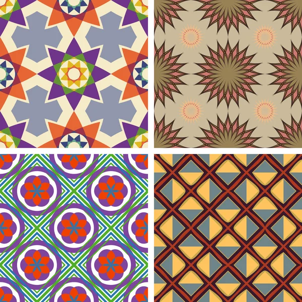 Vector set of seamless patterns — Stock Vector