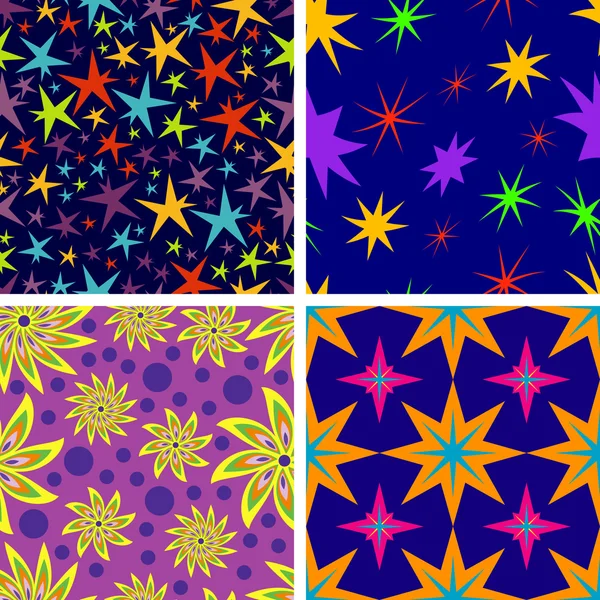 Set of seamless patterns of stars — Stock Vector