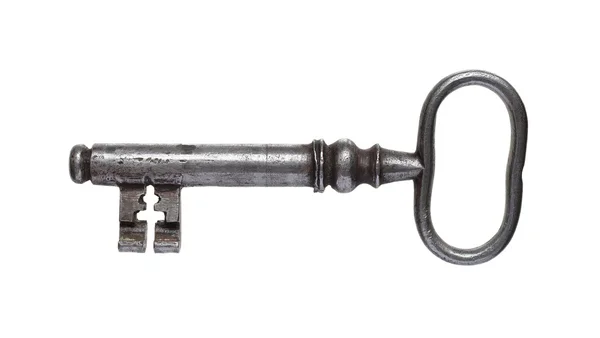 Old key on a white — Stock Photo, Image