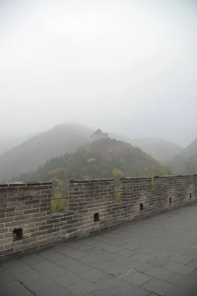 Часть Великой Китайской Стены Осень Горах Китая — стоковое фото