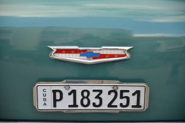 Küba, Varadero 17 Mart 2018: Araba plakası