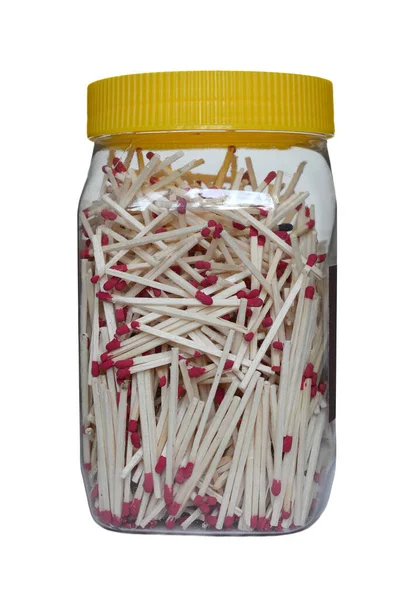 Big Jar Matches Isolated White Background — Stock Photo, Image