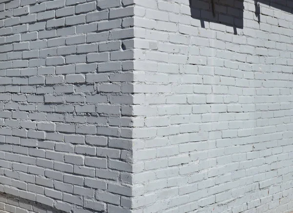 House Corner Brick Wall Painted White Paint — Stock Photo, Image