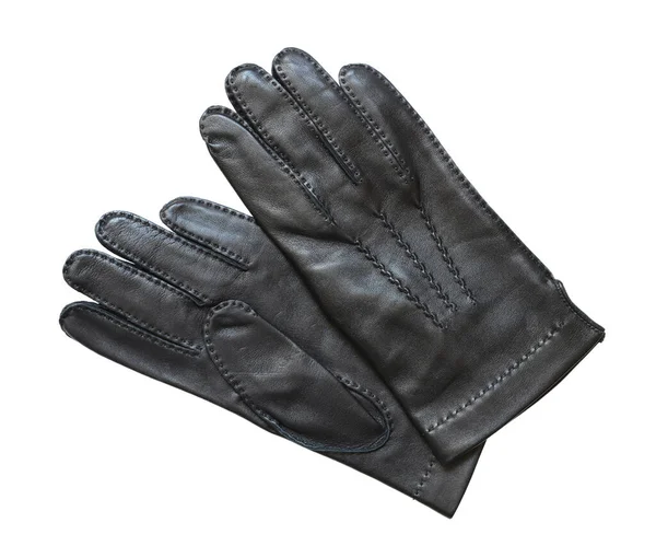 Black Leather Gloves Man Isolated White Background — Stock Photo, Image