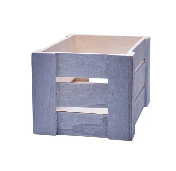 Small Grey Wooden Box Isolated White Background — Stock Photo, Image