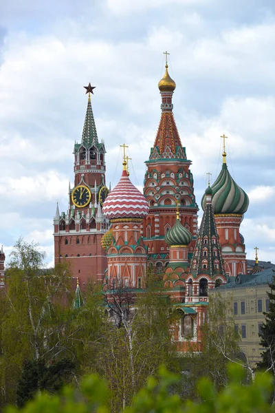 Moscow Russia View Moscow Kremlin Basil Cathedral View Moscow Kremlin — Stock Photo, Image